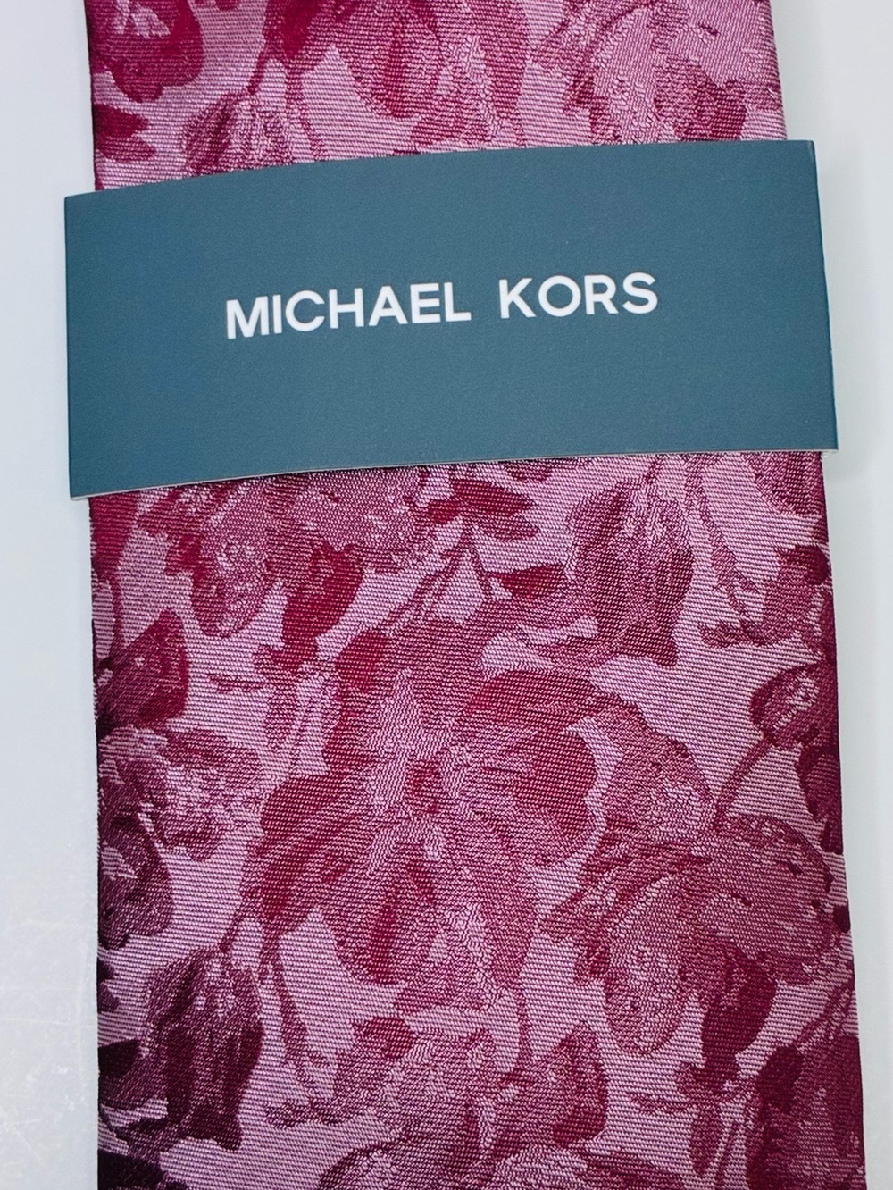 NWT Michael Kors Mens Carman Classic Floral Tie Rose Red Pink Silk Blend Necktie